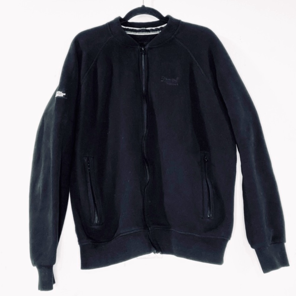 Superdry Orange Label Black Bomber Zip Jacket 2XL